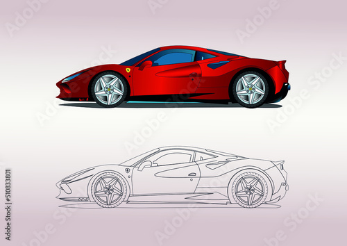 фотография Modern vector layout of a red sports car