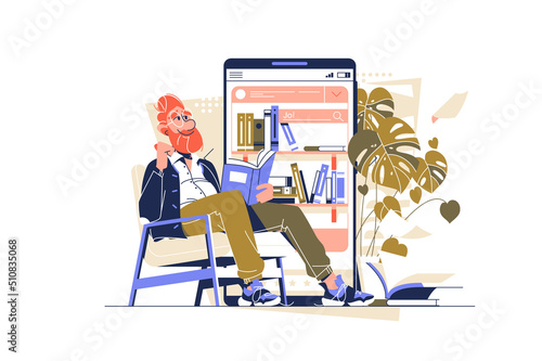 Bearded guy enjoying good book