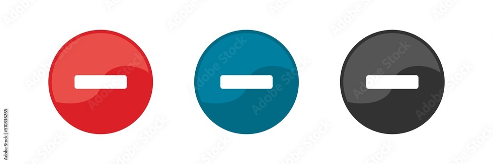 Minus icon set. Vector illustration. Minus icon set. Vector illustration.