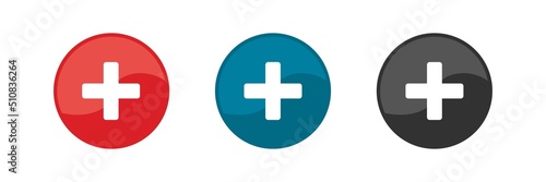 Plus icon set. Vector illustration.