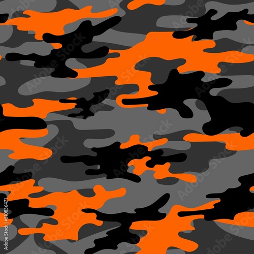orange modern army vector camouflage print, seamless pattern for clothing headband or print.