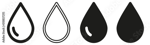 Water drop icons. Flat drop icons. Vector illustration.