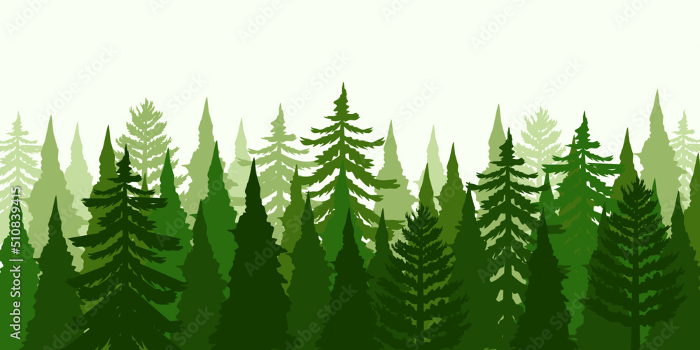 pine trees silhouette landscape illustration