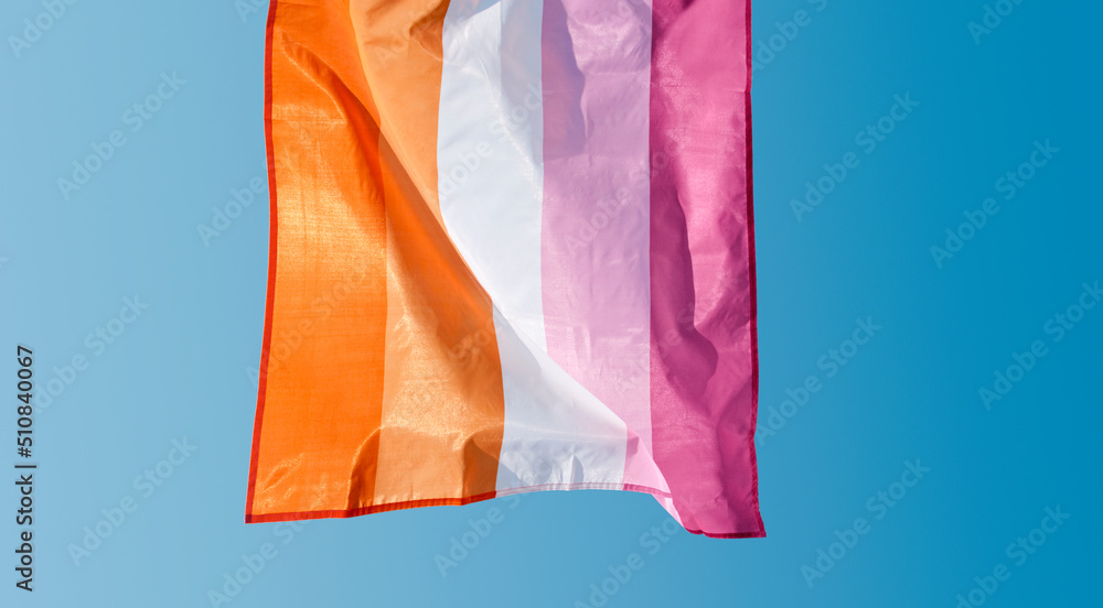 lesbian pride flag waving in the wind