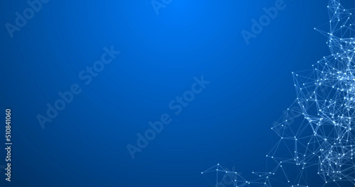 Abstract blue screen, for presentations, with white lines and dots. Mockup.