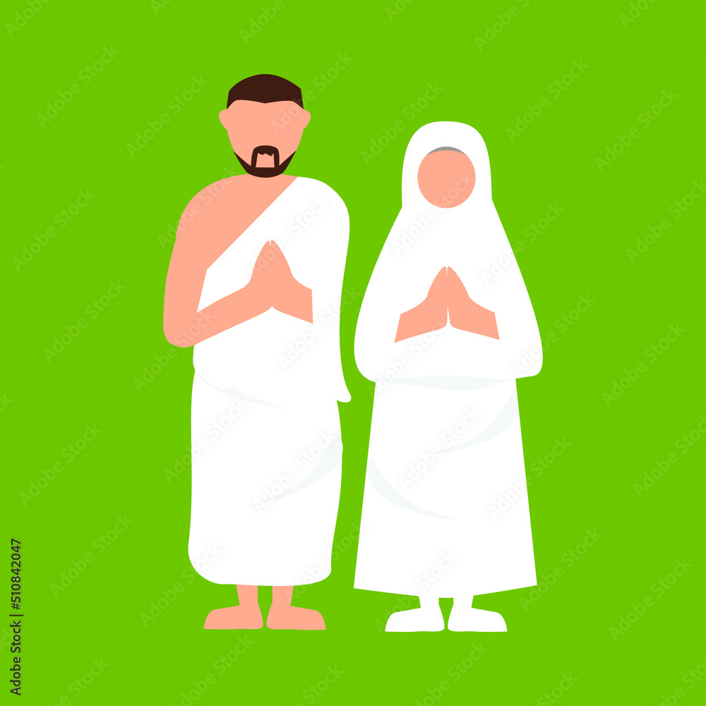 Fototapeta premium Hajj Couple Illustration Vector Icon