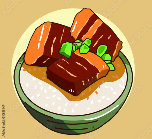 braised_pork_on_rice_vector