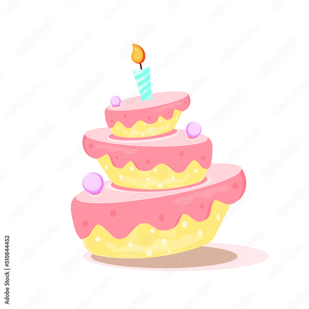 Happy Birthday cake flat icon. Vector illustration Happy Birthday cake flat icon. Vector illustration
