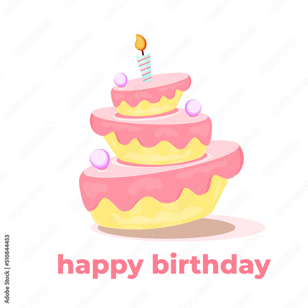 Happy Birthday cake flat icon. Vector illustration Happy Birthday cake flat icon. Vector illustration