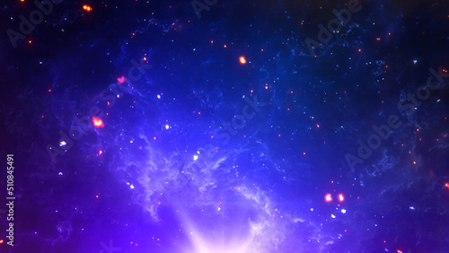 きめ細かく幻想的な銀河 空間 宇宙 雲海 星 星屑 天文 キラキラ 青色