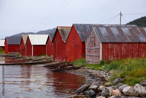 Boathouse buildings in Norway photo