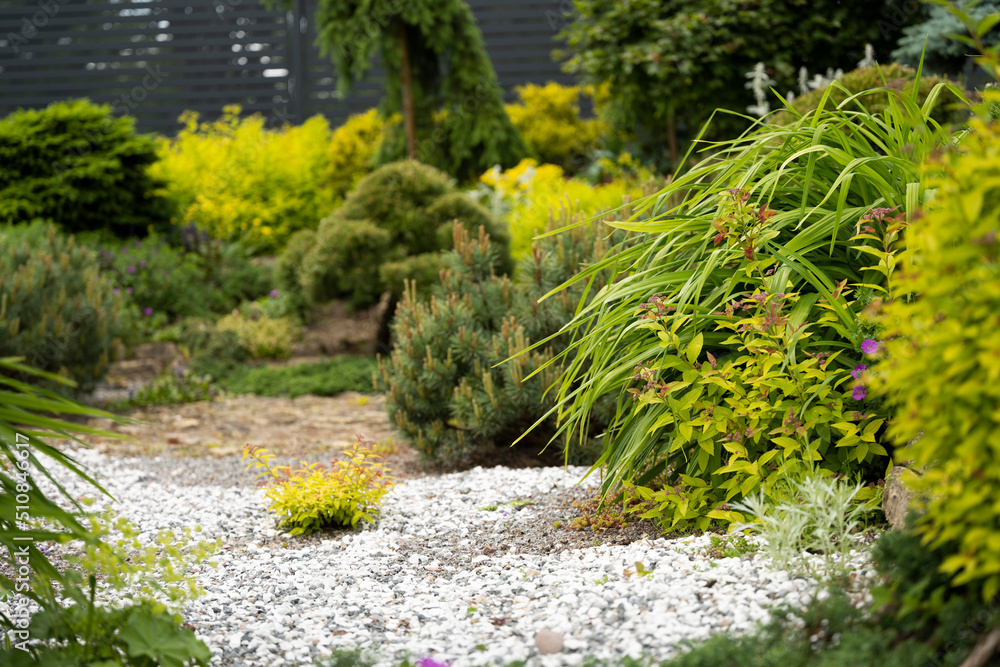 Beautiful slope garden in summer Beautiful slope garden in summer
