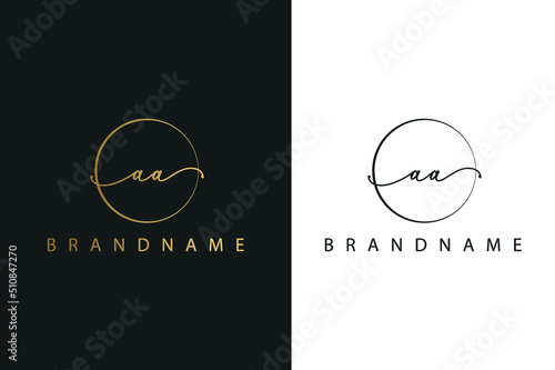 A A AA hand drawn logo of initial signature, fashion, jewelry, photography, boutique, script, wedding, floral and botanical creative vector logo template for any company or business. photo