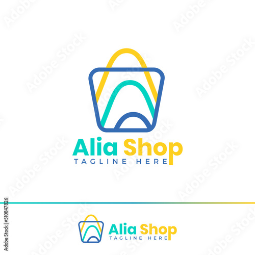 hand bag shoping icon and mart logo for e commerce and store logo