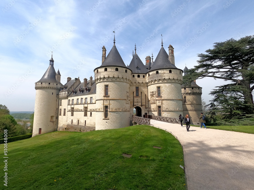 Chaumont sur Loire, France, april 20 2022 Chateau de Chaumont-sur-Loire in spring, Loire Valley, France. It is a famous historical landmark of Loire Valley. Scenic view of the old fairytale castle.