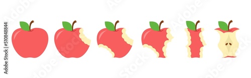 Bitten apple vector set. Simple and cartoony apple illustration. 