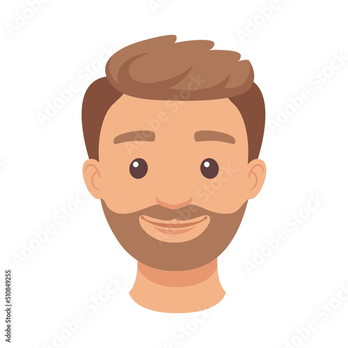 Handsome Bearded Man Character Smiling Face Demonstrating Emotion Vector Illustration