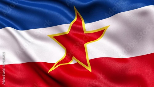 Yugoslavia Flag Seamless Loop. 3D animation. photo