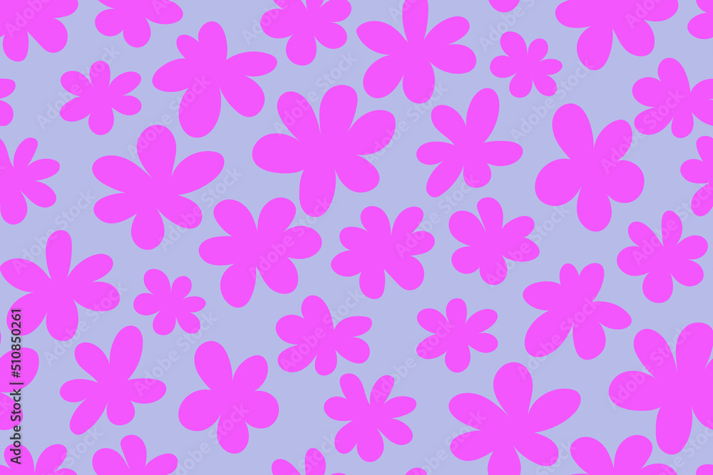 Pink floral seamless pattern design with hand drawn simple flower daisy doodle. Y2K 90s girlish childish vector background. Retro hippie repeat texture. Pink floral seamless pattern design with hand drawn simple flower daisy doodle. Y2K 90s girlish childish vector background. Retro hippie repeat texture.