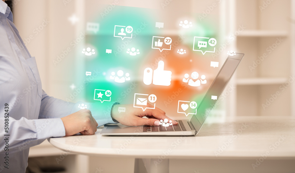 Young person surfing on social media network Young person surfing on social media network