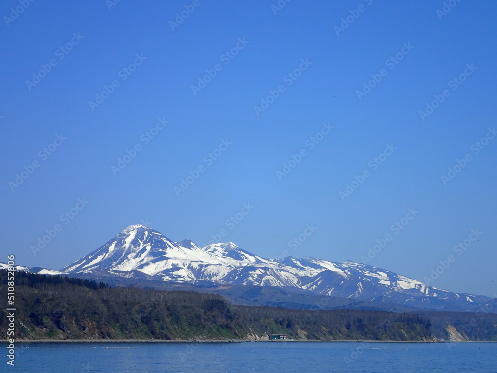 Mt. Rausu, Shiretoko mountain range with snow