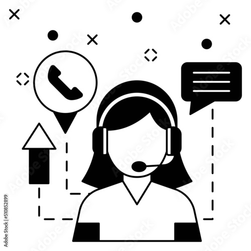 inbound Outbound call center Agent Concept, Hotline Operator vector icon design, business corporation symbol, Joint partnerships Sign, Sales and Marketing management stock illustration
