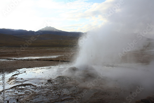 El Tatio hot springs (geisers del tatio), located in Atacama region, in Chile. 