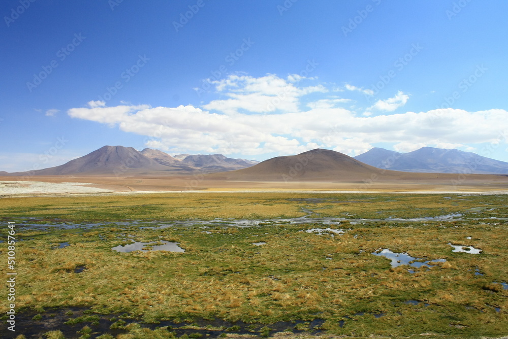 Panoramic view over the Atacama desert near Salar de Tara in Chile Panoramic view over the Atacama desert near Salar de Tara in Chile