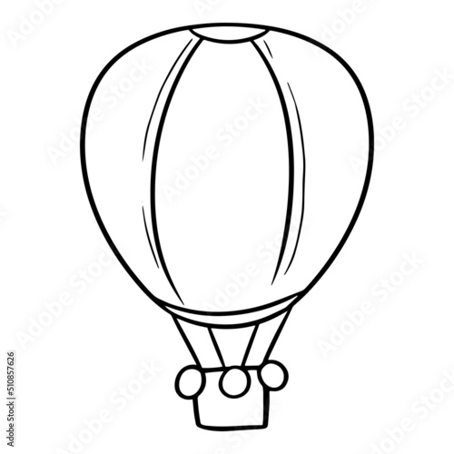 Monochrome painting, large balloon for travel, Vector illustration in cartoon style