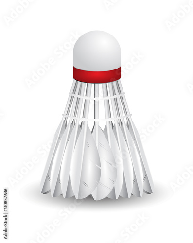 realistic badminton shuttlecock. shuttlecock badminton sport. badminton ball with goose feathers. white shuttlecock isolated on white background.
