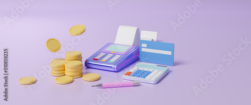 Expense and income balance calculation, revenue, debt and investment analysis, money management, budget or saving concept, financial planning, profit and loss, expense or tax concept, 3d rendering photo
