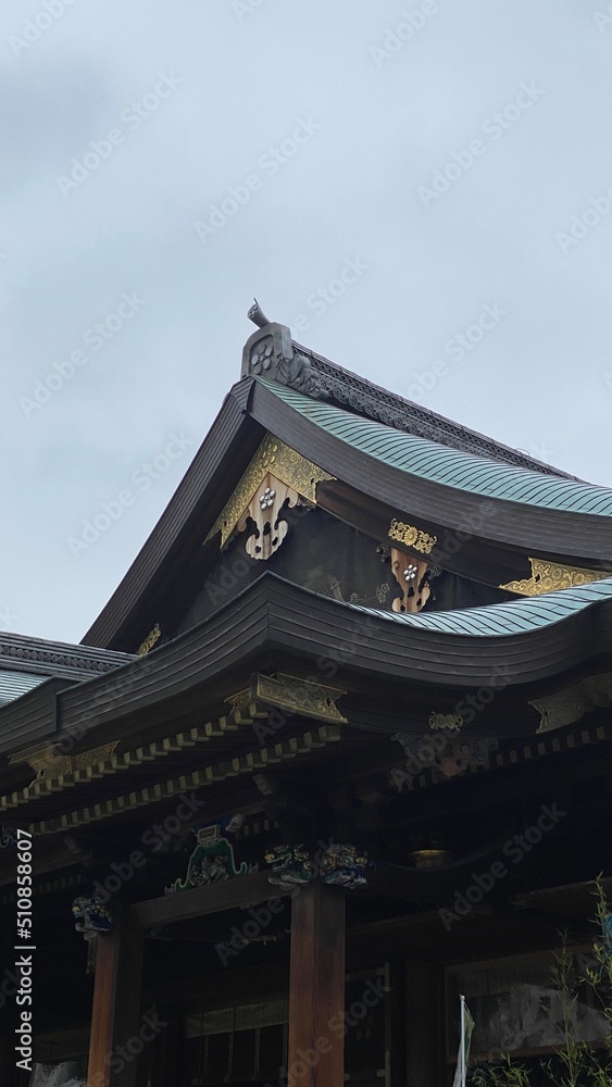 Detail of Japanese shrine architectures.  Plum floral as their “Kamon”(family crest), the beautiful craftsmanships are the characteristic of the publicly loved landmark “Yushima Tenjin”.  2022/6/14