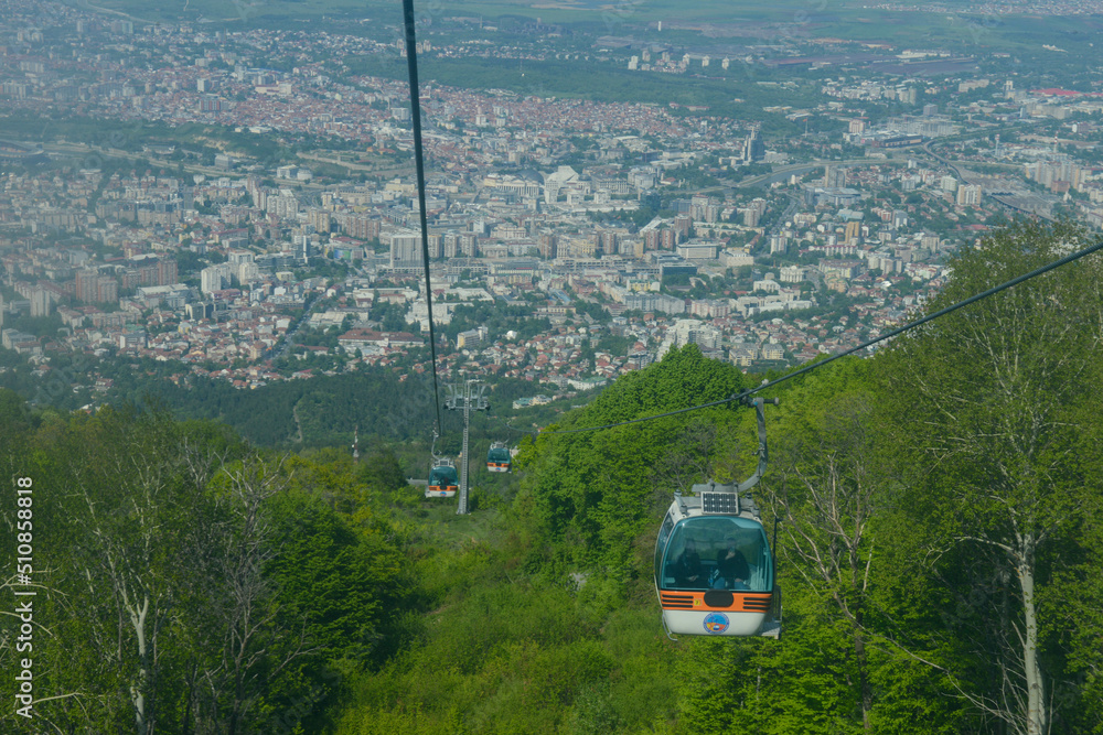 The cableway to mount Vodno from Skopje on Macedonia