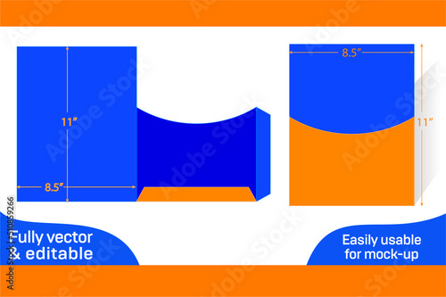 8.5x11 inch Rounded top shape Pocket or folder envelope die cut template