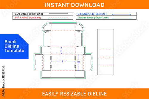 Mailer box or Corrugated shipping roll end box with separator dieline template Blank dieline template