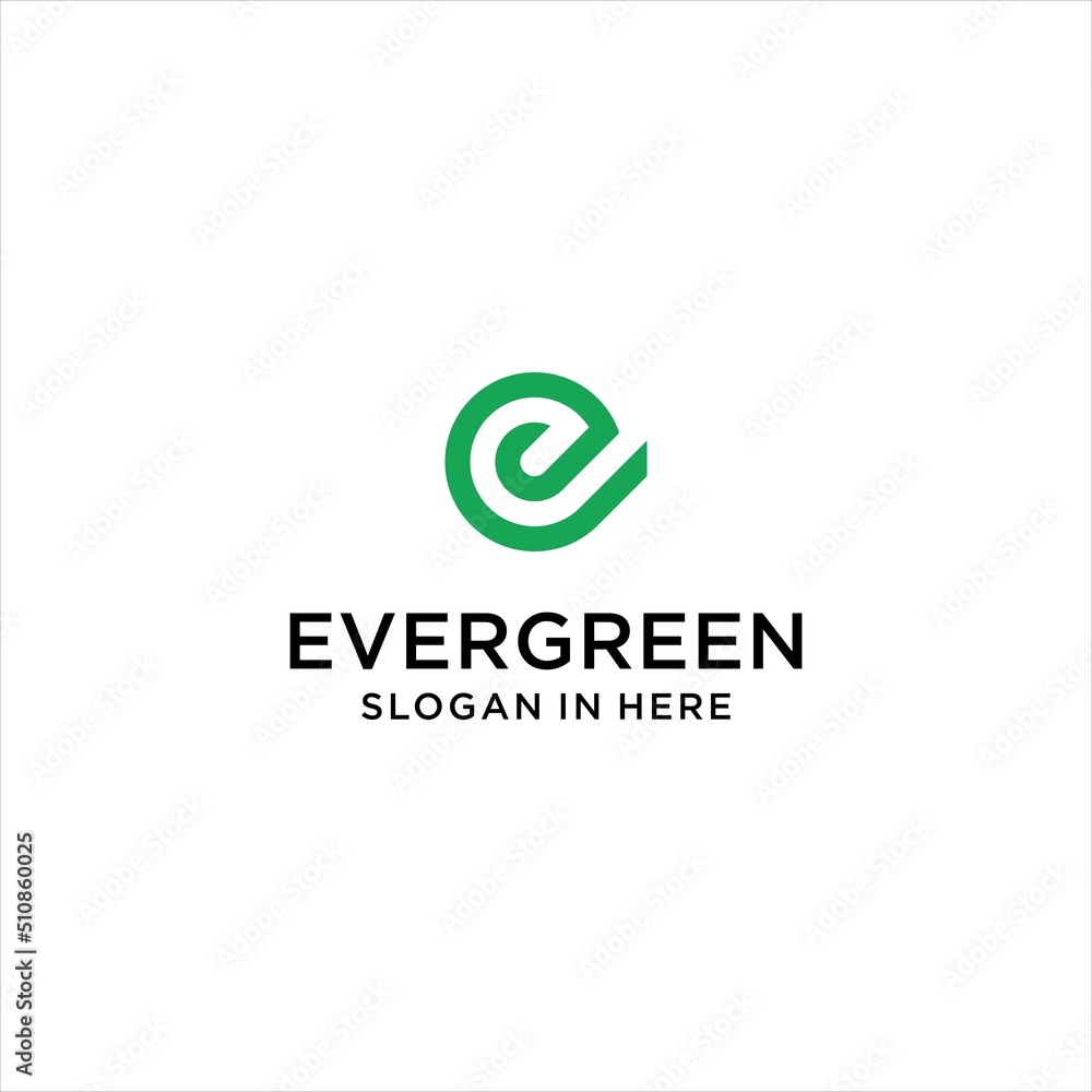 creative letter e logo , ever green design