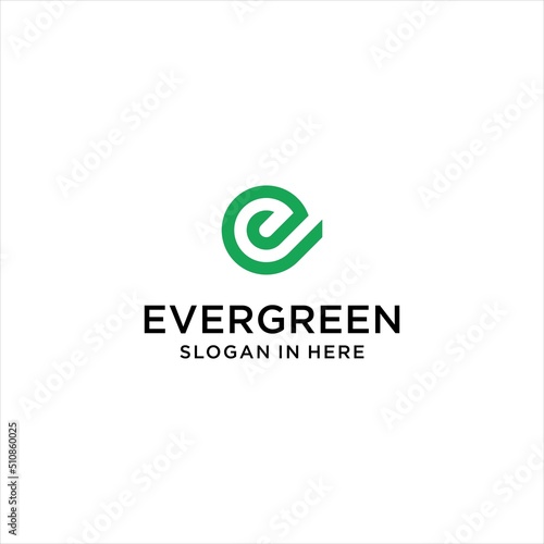 creative letter e logo , ever green design