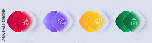 Ecology set icon. Green peace, sprout, sunflower, leaf, plant, pot, factory, greenery, shopper, phytology. Save the planet concept. Glassmorphism style. Vector line icon for Business and Advertising