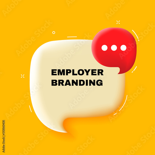 Employer branding. Speech bubble with Employer branding text. 3d illustration. Pop art style. Vector line icon for Business and Advertising