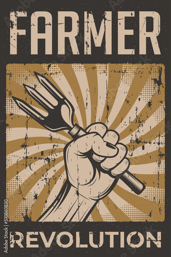 Farmer revolution retro rustic poster