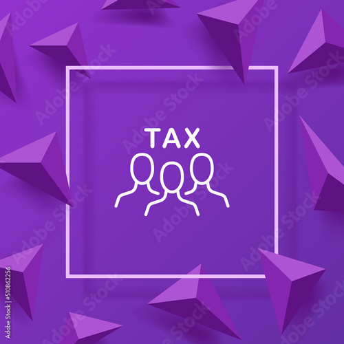 People with Tax line icon. Protection, tax time, expenses, salary, bomb, bag, discount, cashback, umbrella, income. Money concept. Vector line icon for Business and Advertising