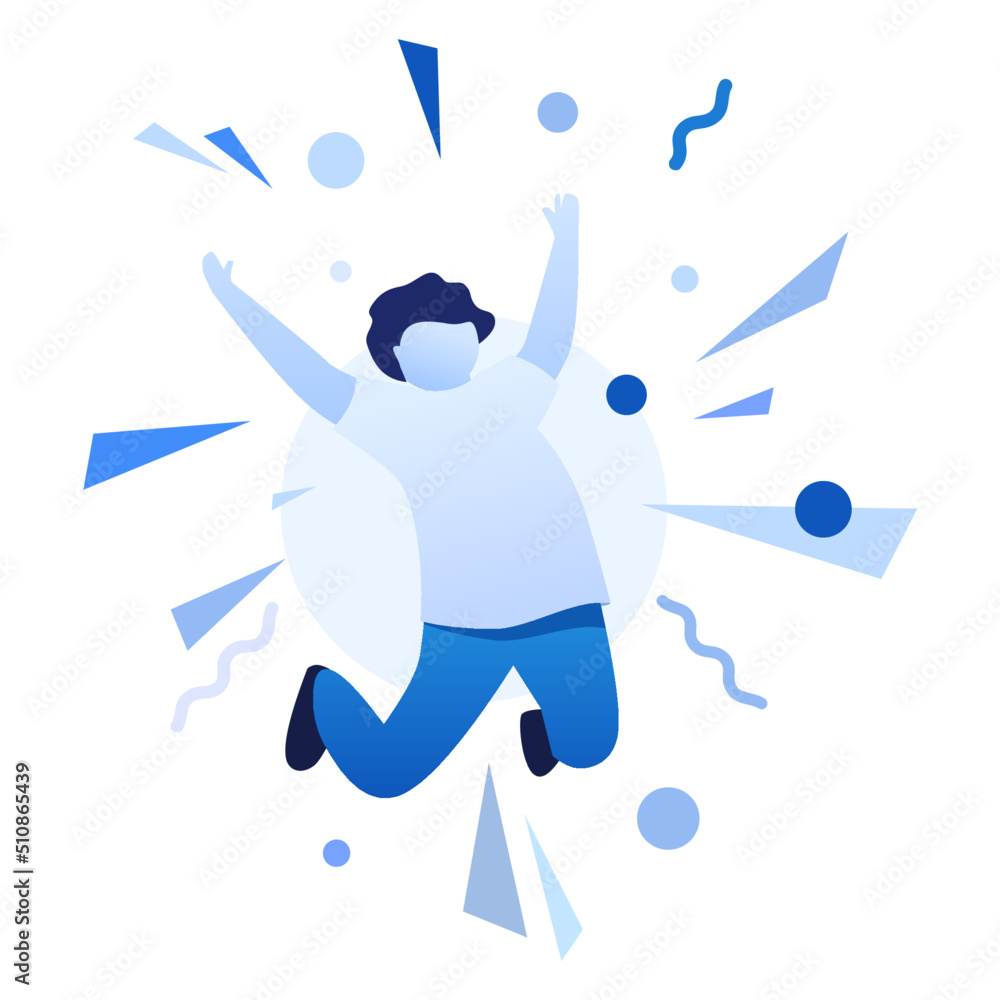 Joyful man jumping for happiness. An illustration of joy and success. Joyful man jumping for happiness. An illustration of joy and success.