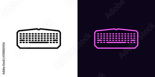 Outline gaming keyboard icon, with editable stroke. Wireless computer keyboard, game device pictogram. Cyber sport, pro gaming gadget