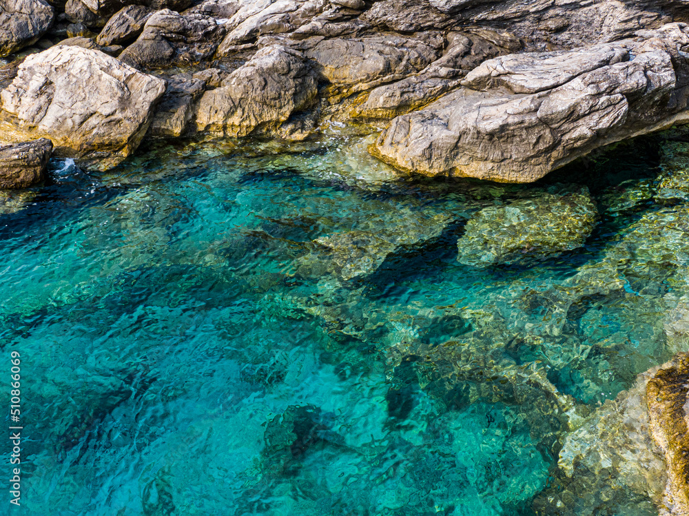 aerial view of transparent sea surface, Amorgos, greece aerial view of transparent sea surface, Amorgos, greece