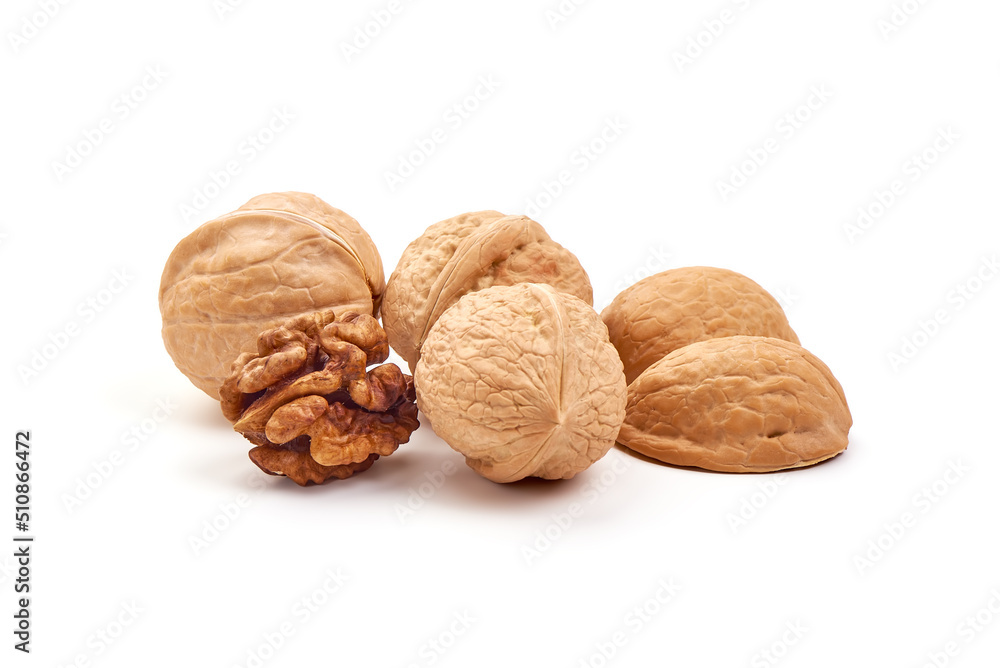 Walnuts, isolated on white background. Walnuts, isolated on white background.