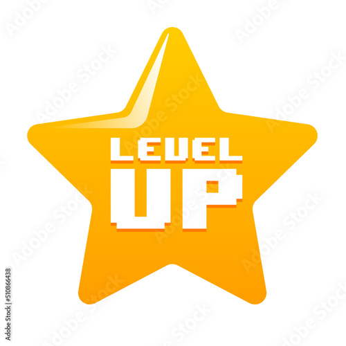 Star for getting a new level. Level up. Earned a level up star.