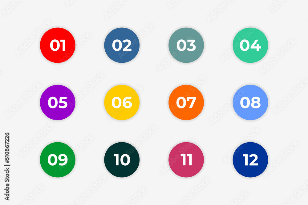 Bullet Points Numbers from One to Twelve Bullet Points Numbers from One to Twelve