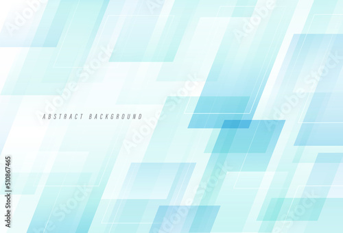 Abstract green turquoise and blue gradient geometric shape overlay layer background. Bright color diagonal square shapes elements. Modern transparent geometric texture design