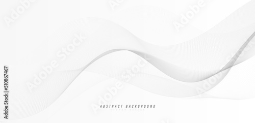 Abstract grey wave lines on white background. Modern transparent flowing wave lines design element. Smooth clean gray wavy lines. Dynamic waves. Vector illustration