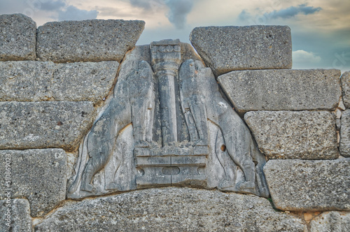 Lion's gate in Mycenae Peloponnese photo